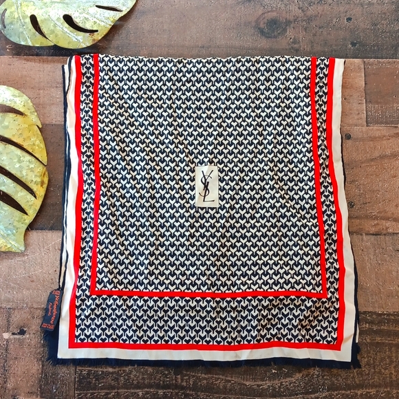 Yves Saint Laurent Accessories - Yves Saint Laurent Vintage 100% Silk Scarf